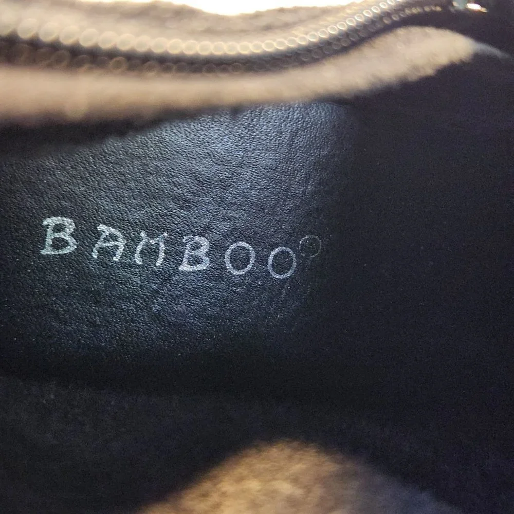 Bamboo Gaby Black Faux Suede Thigh High Lug Sole Boots Size 9